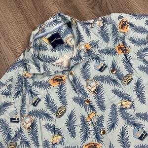 Men's Tommy Bahama 100% Silk‎ Button Up SS Hawaiian Camp Shirt Surf Patches Sz L